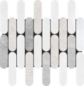 2"x6" Elongated Round White Grey Beige Marble Mix | Glens Falls Tile & Supplies