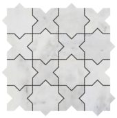 3"x3" Cross & Star White Grey Marble | Glens Falls Tile & Supplies