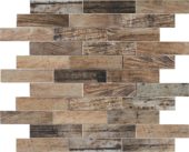 Beige Brown Mix Wood 1.1"x4" Glazed Ceramic Mosaic | Glens Falls Tile & Supplies