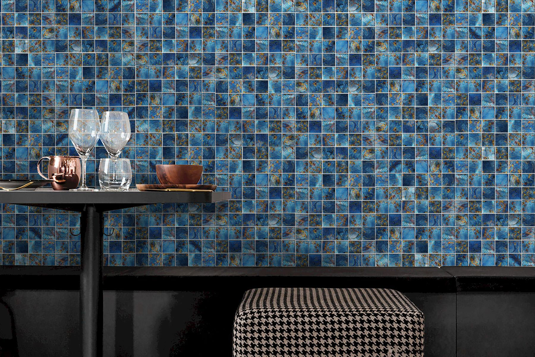 Blue Aluminum 2"x2" Mix Mosaic | Glens Falls Tile & Supplies