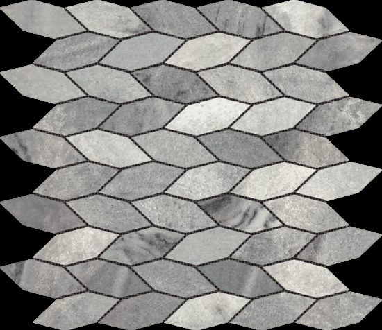 Elongated Hexagon Ice Grey "Leaves" Mosaic | Glens Falls Tile & Supplies