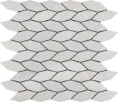 Elongated Hexagon White Grey "Leaves" Mosaic | Glens Falls Tile & Supplies