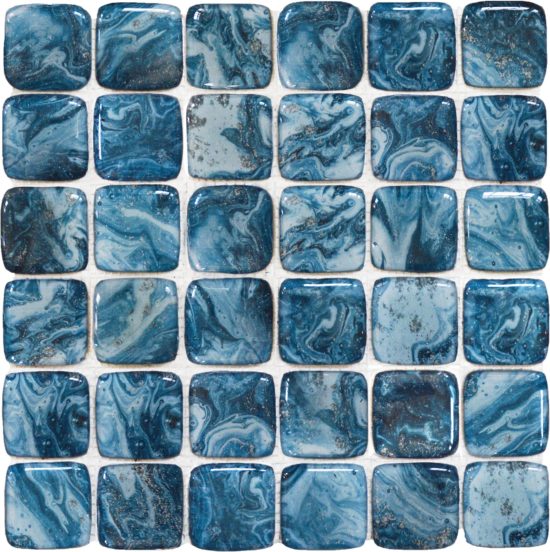 Glass Square Blue Marble Pattern Mix Mosaic | Glens Falls Tile & Supplies
