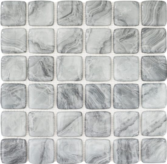 Glass Square Light Grey Marble Pattern Mix Mosaic | Glens Falls Tile & Supplies