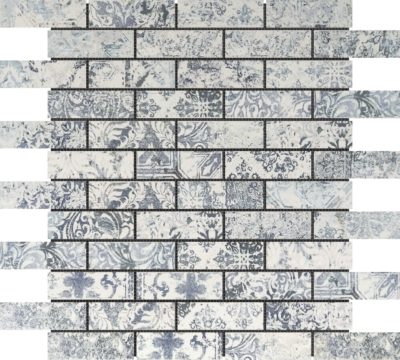 Grey Mix Pattern Deco Brick Matte Glazed Porcelain 1″x3″ Mosaic