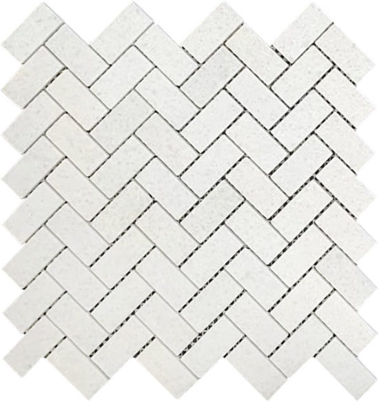 Herringbone Crystal White Marble Polished 1"x2" | Glens Falls Tile & Supplies
