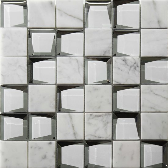 Marble & Glass 2"x2" White Mix Mosaic | Glens Falls Tile & Supplies
