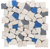 Mini Opus Beige Grey Marble Mix & Blue Glass | Glens Falls Tile & Supplies
