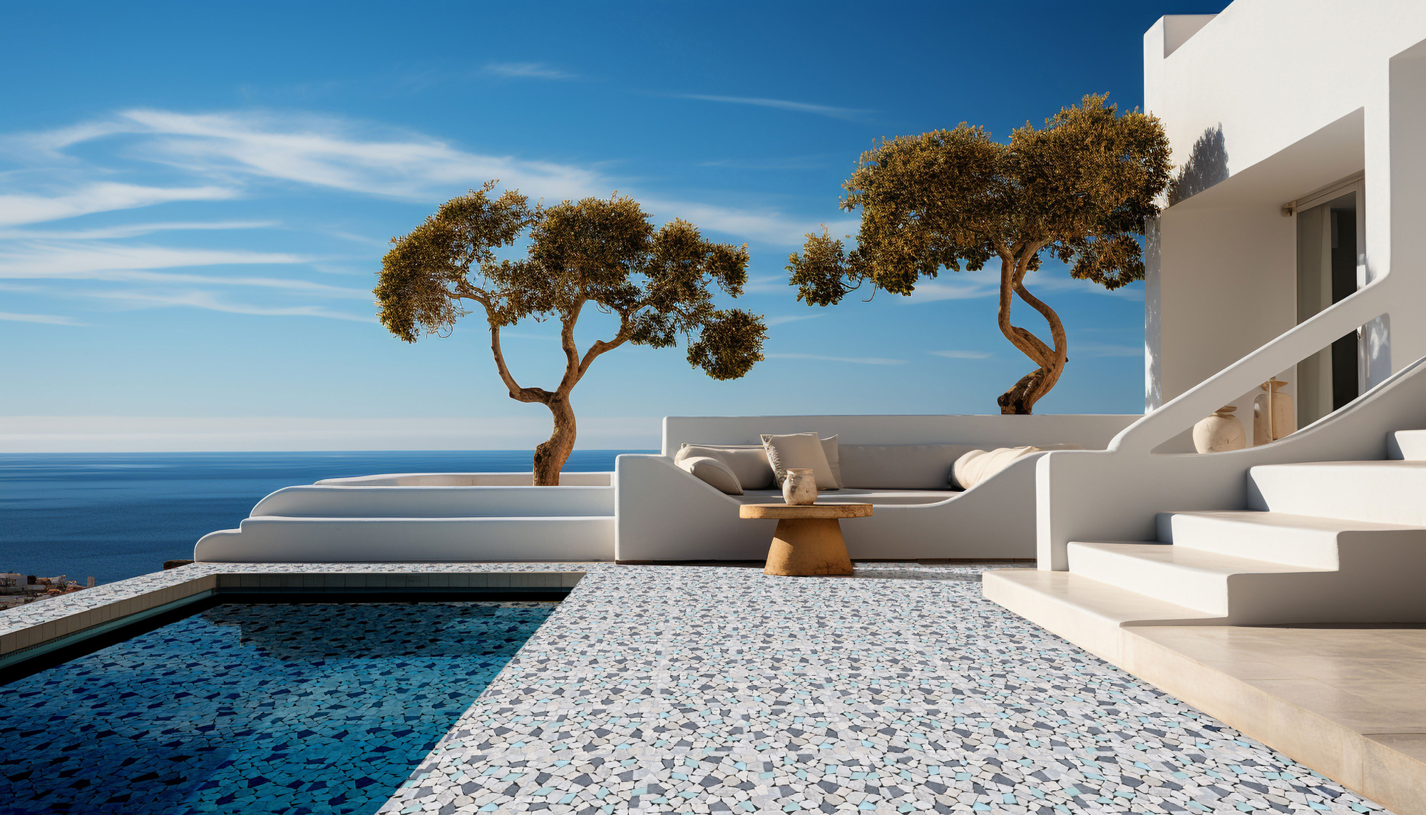 Mini Opus Beige Grey Marble Mix & Green Glass | Glens Falls Tile & Supplies