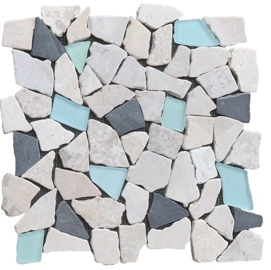 Mini Opus Beige Grey Marble Mix & Green Glass | Glens Falls Tile & Supplies
