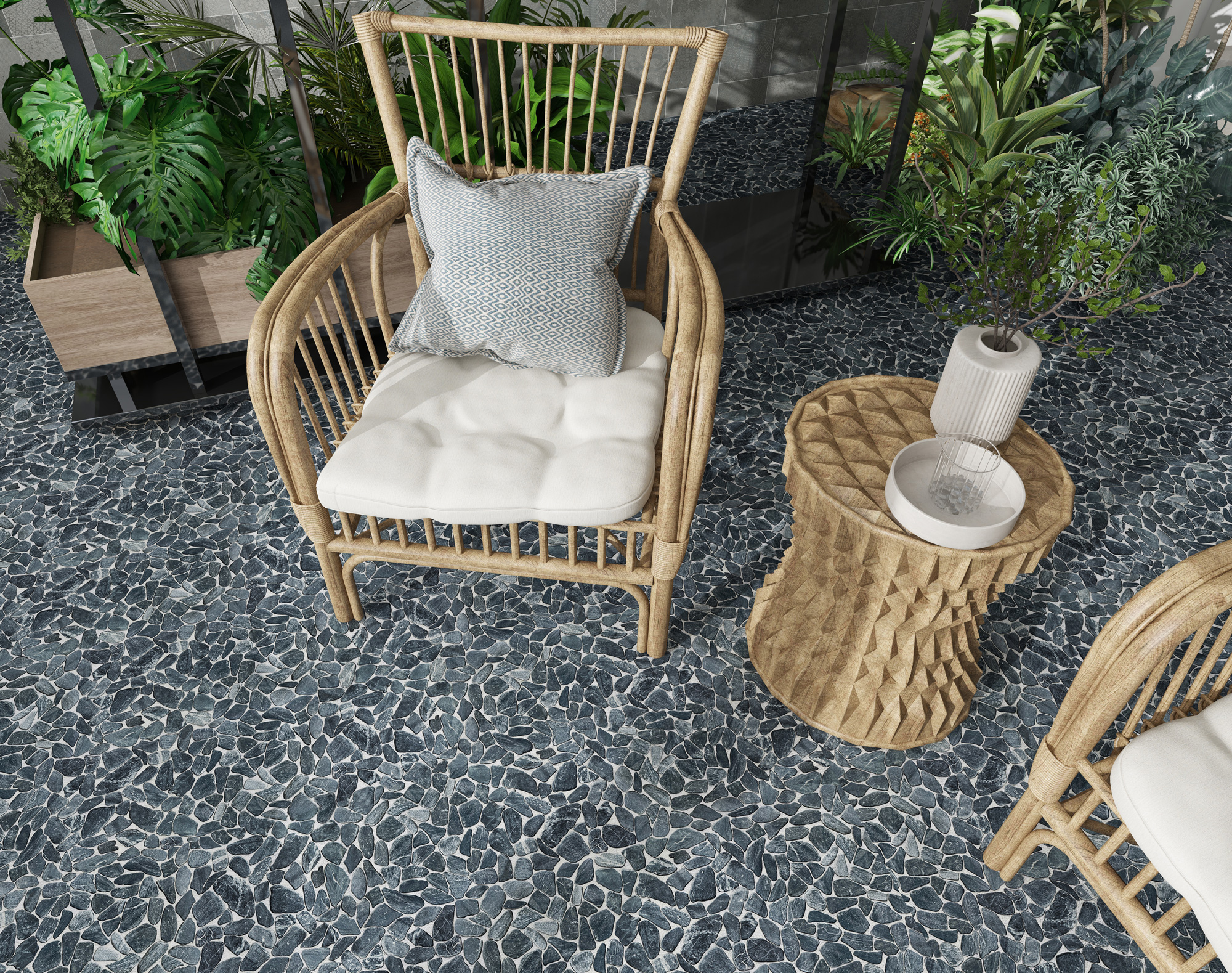 Mini Opus Matte Grey Mix Marble Stone Interlocking | Glens Falls Tile & Supplies