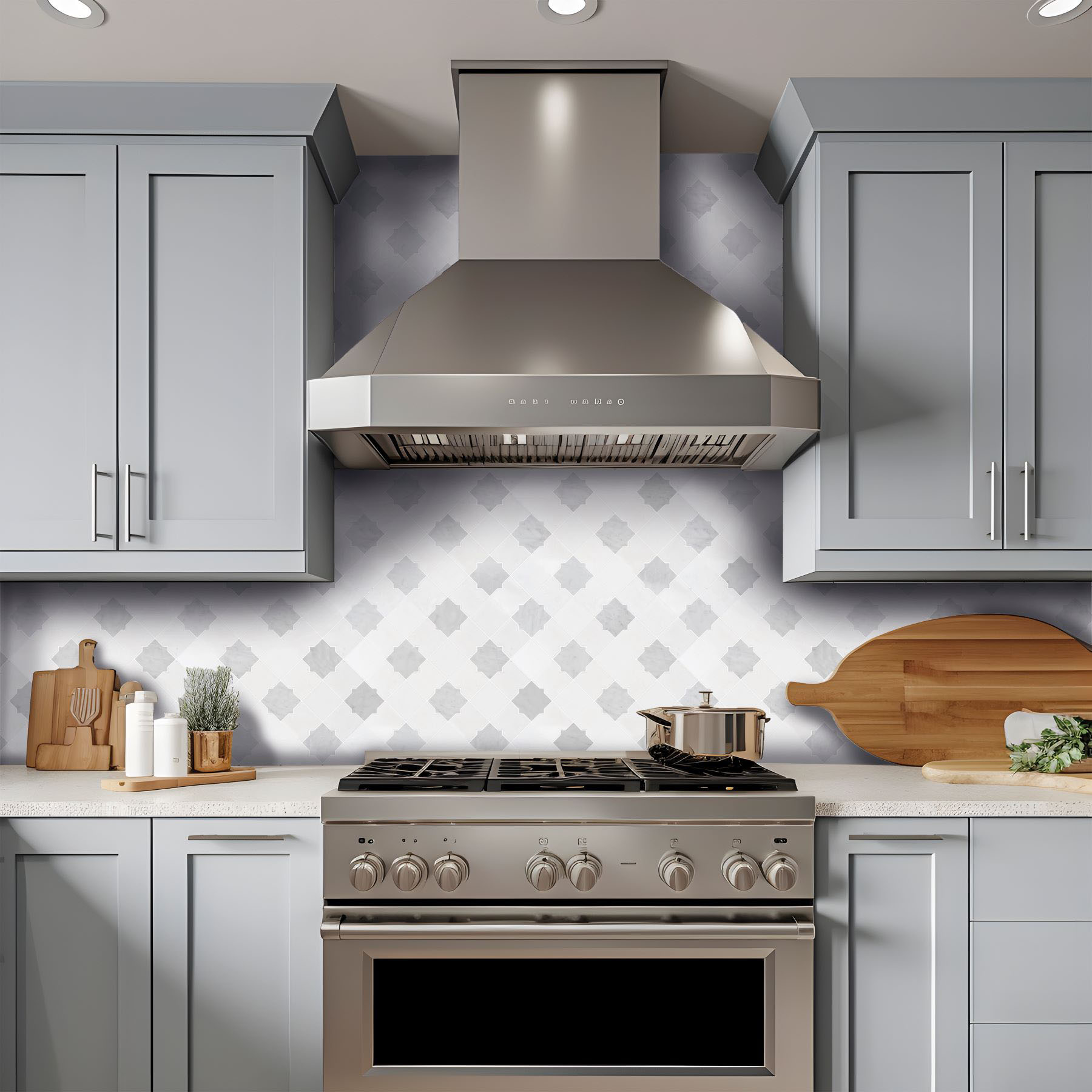 Star & Square White & Grey Mix Marble 2 | Glens Falls Tile & Supplies