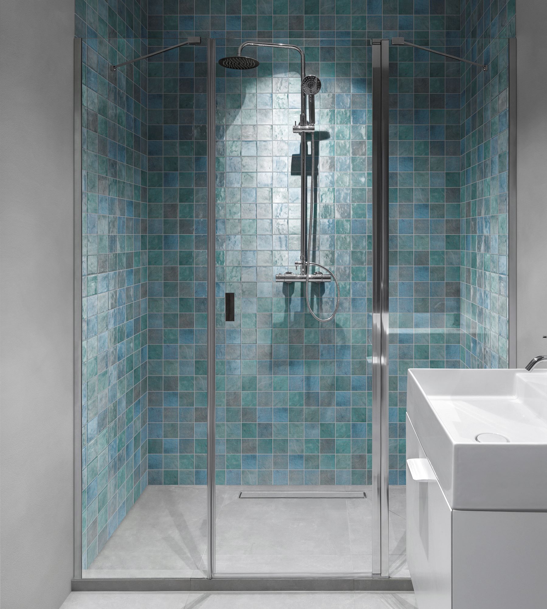 Zellige Glazed Ceramic Soft Blue Mix 3 | Glens Falls Tile & Supplies