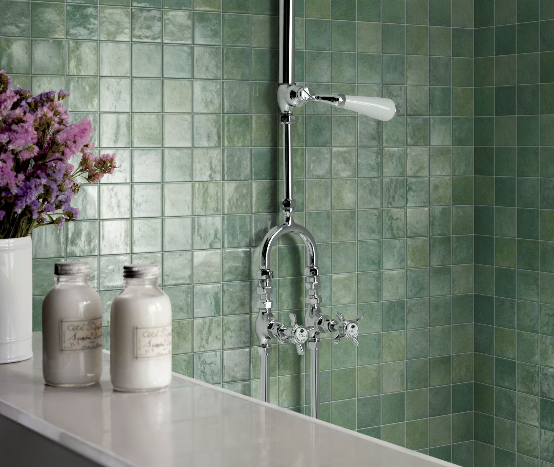 Zellige Glazed Ceramic Soft Green Mix 3 | Glens Falls Tile & Supplies