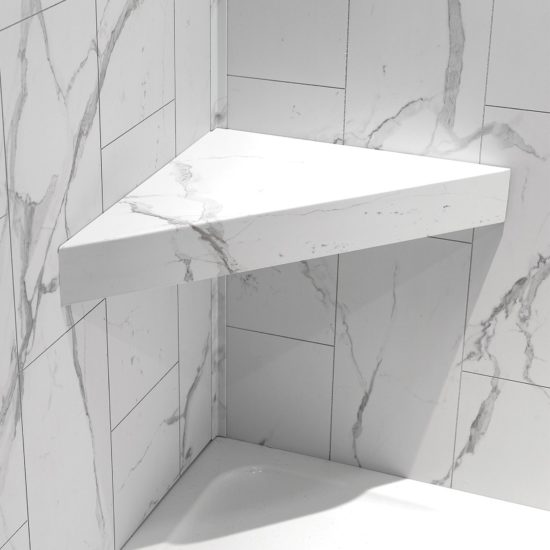Carrara Marble Shower Bench 26x18.63x3 | Glens Falls Tile & Supplies